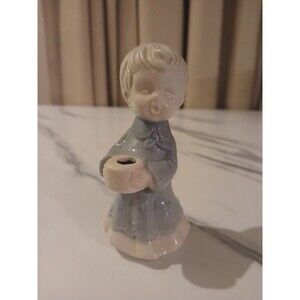 Vintage Ceramic Caroling Boy | Small Candleholders | Porcelain Holiday Decor